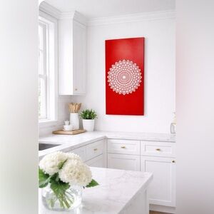 Chili Paprika & White Mandala Wall Art Centre yourself and find peace. Calming